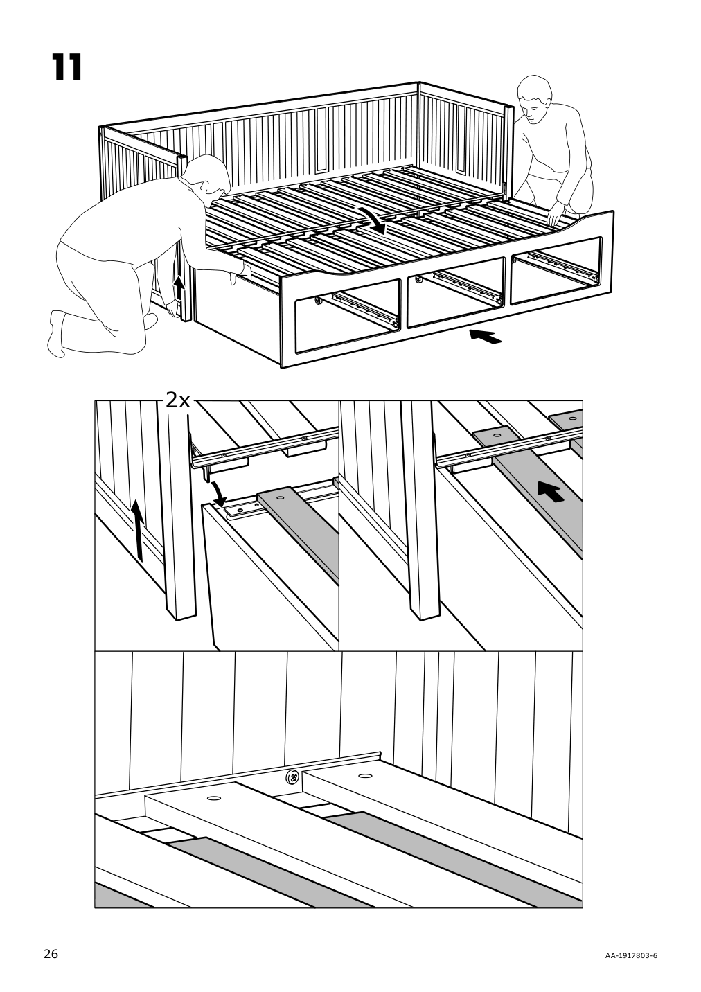 Assembly instructions for IKEA Hemnes daybed frame with 3 drawers black brown | Page 26 - IKEA HEMNES daybed frame with 3 drawers 805.144.30