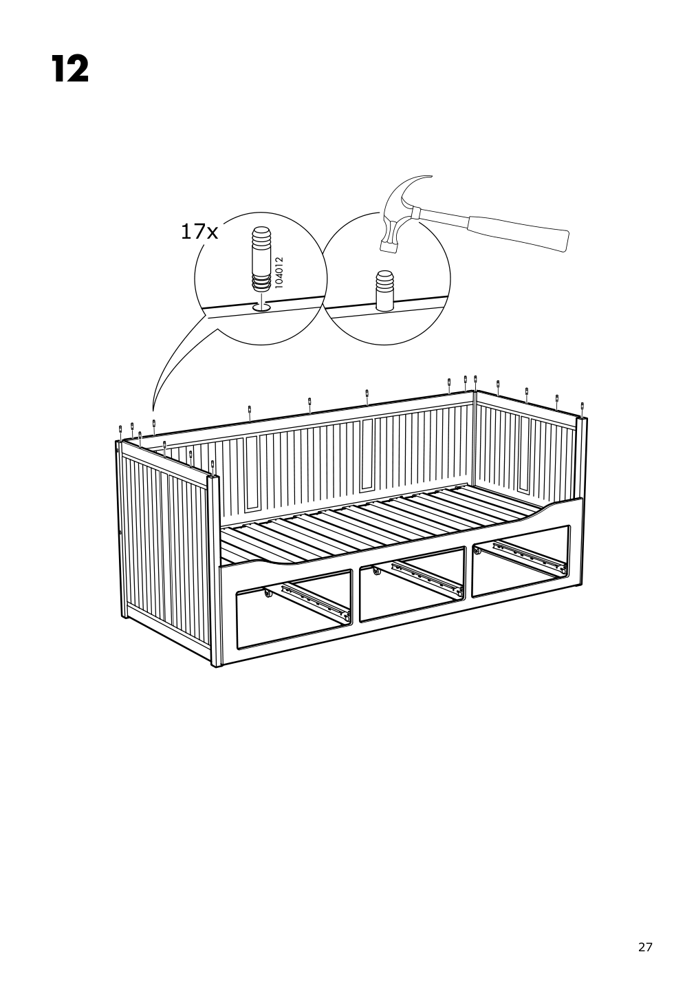 Assembly instructions for IKEA Hemnes daybed frame with 3 drawers black brown | Page 27 - IKEA HEMNES daybed frame with 3 drawers 805.144.30