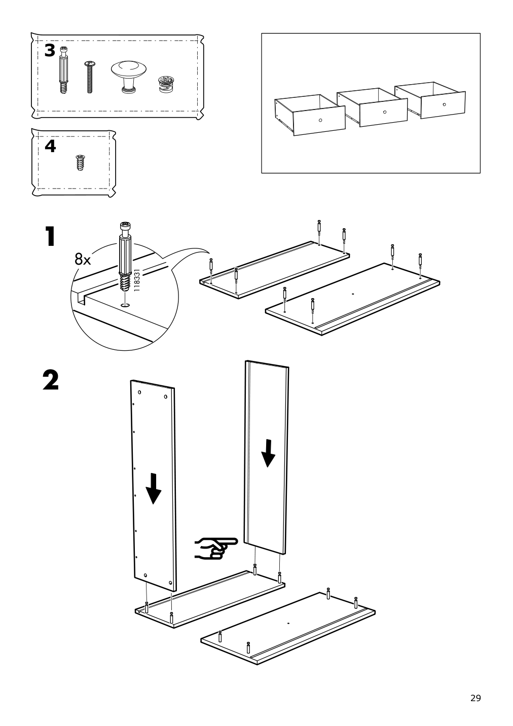 Assembly instructions for IKEA Hemnes daybed frame with 3 drawers white | Page 29 - IKEA HEMNES daybed with 3 drawers/2 mattresses 095.215.00