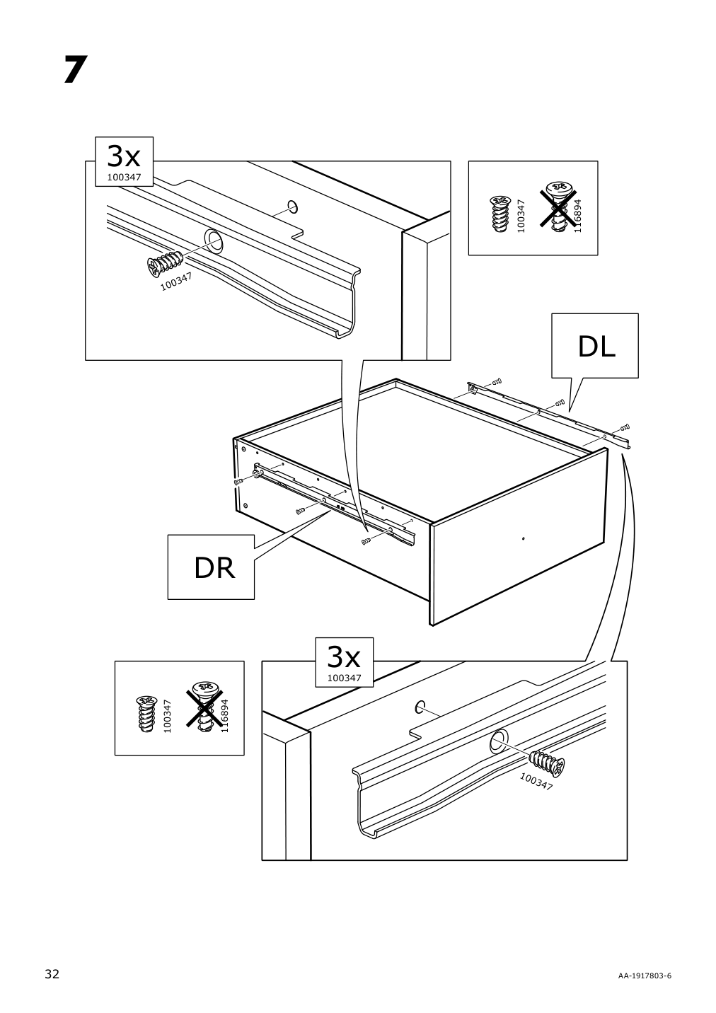 Assembly instructions for IKEA Hemnes daybed frame with 3 drawers black brown | Page 32 - IKEA HEMNES daybed frame with 3 drawers 805.144.30