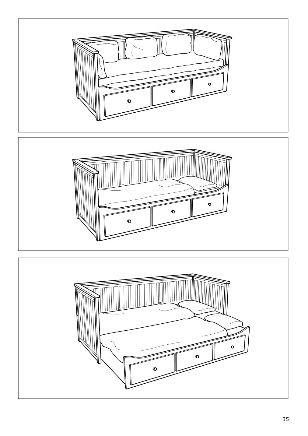 Assembly instructions for IKEA Hemnes daybed frame with 3 drawers white | Page 35 - IKEA HEMNES daybed with 3 drawers/2 mattresses 794.281.17