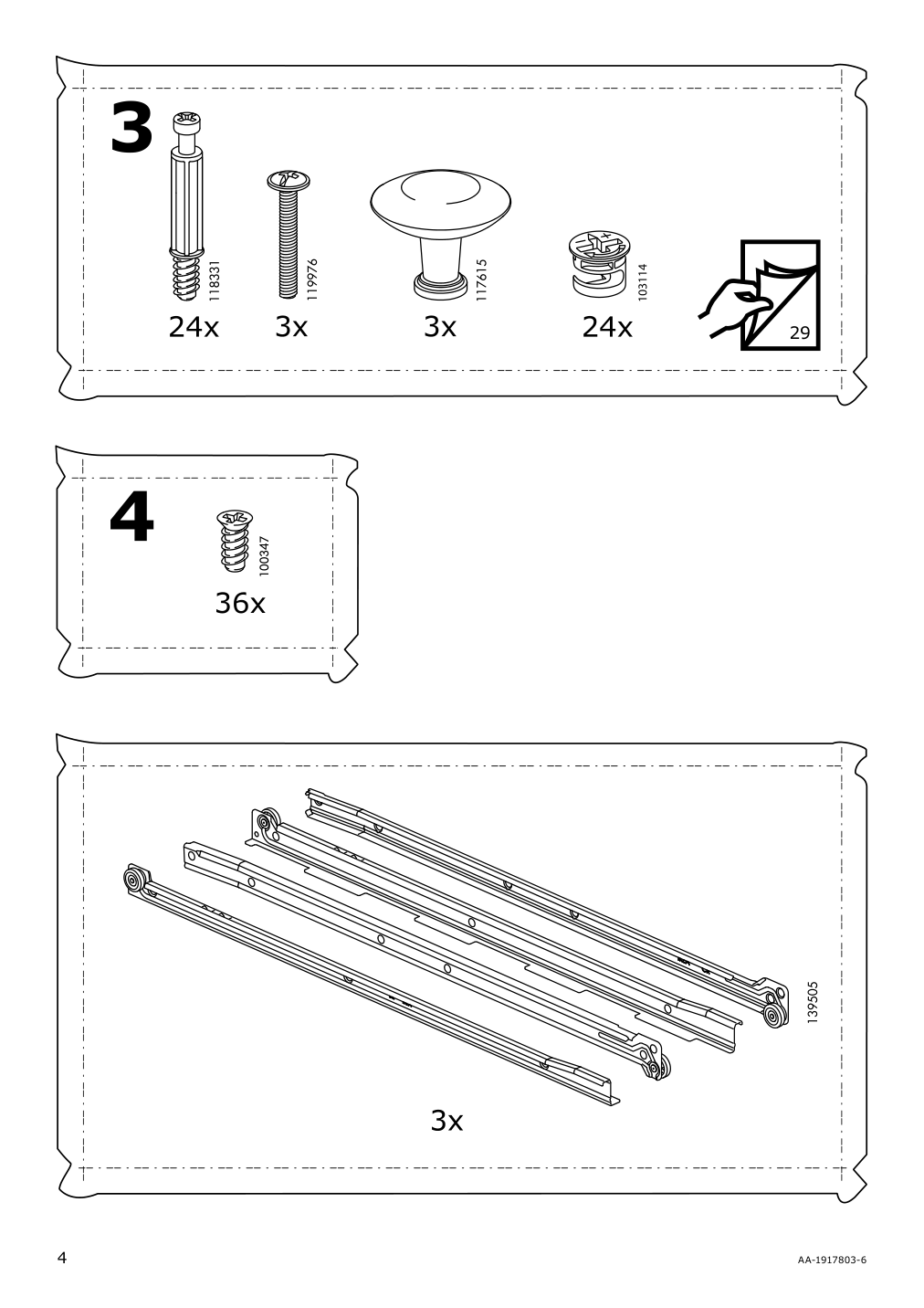 Assembly instructions for IKEA Hemnes daybed frame with 3 drawers black brown | Page 4 - IKEA HEMNES daybed frame with 3 drawers 805.144.30