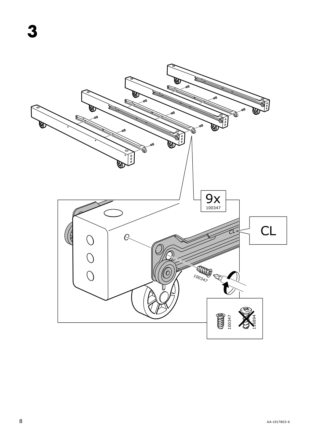 Assembly instructions for IKEA Hemnes daybed frame with 3 drawers white | Page 8 - IKEA HEMNES daybed with 3 drawers/2 mattresses 095.215.00