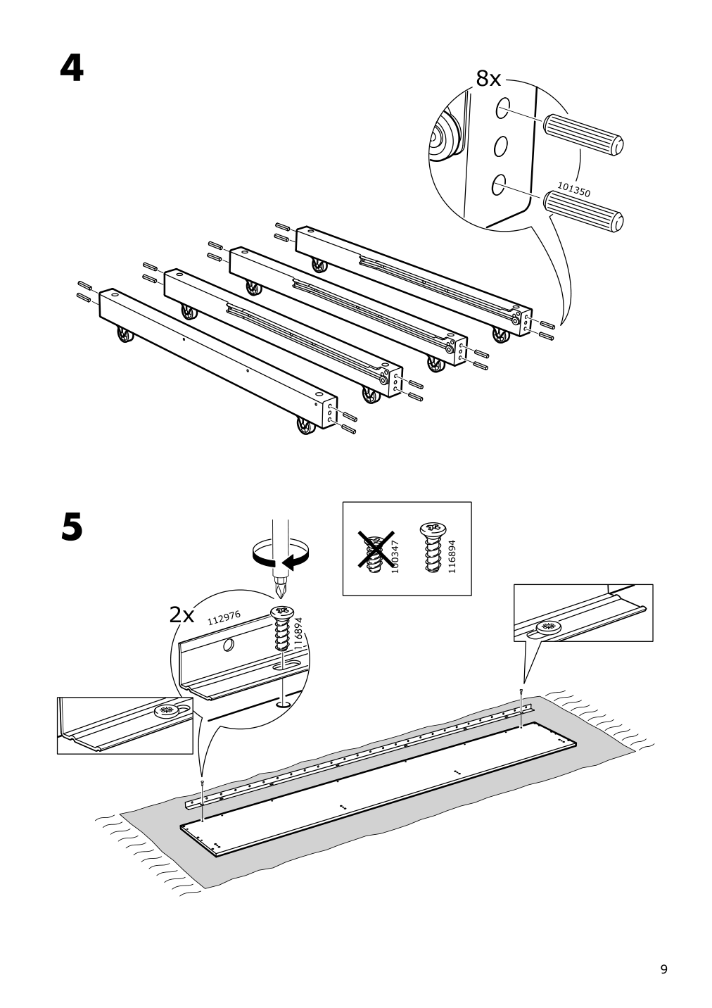 Assembly instructions for IKEA Hemnes daybed frame with 3 drawers white | Page 9 - IKEA HEMNES daybed with 3 drawers/2 mattresses 095.215.00