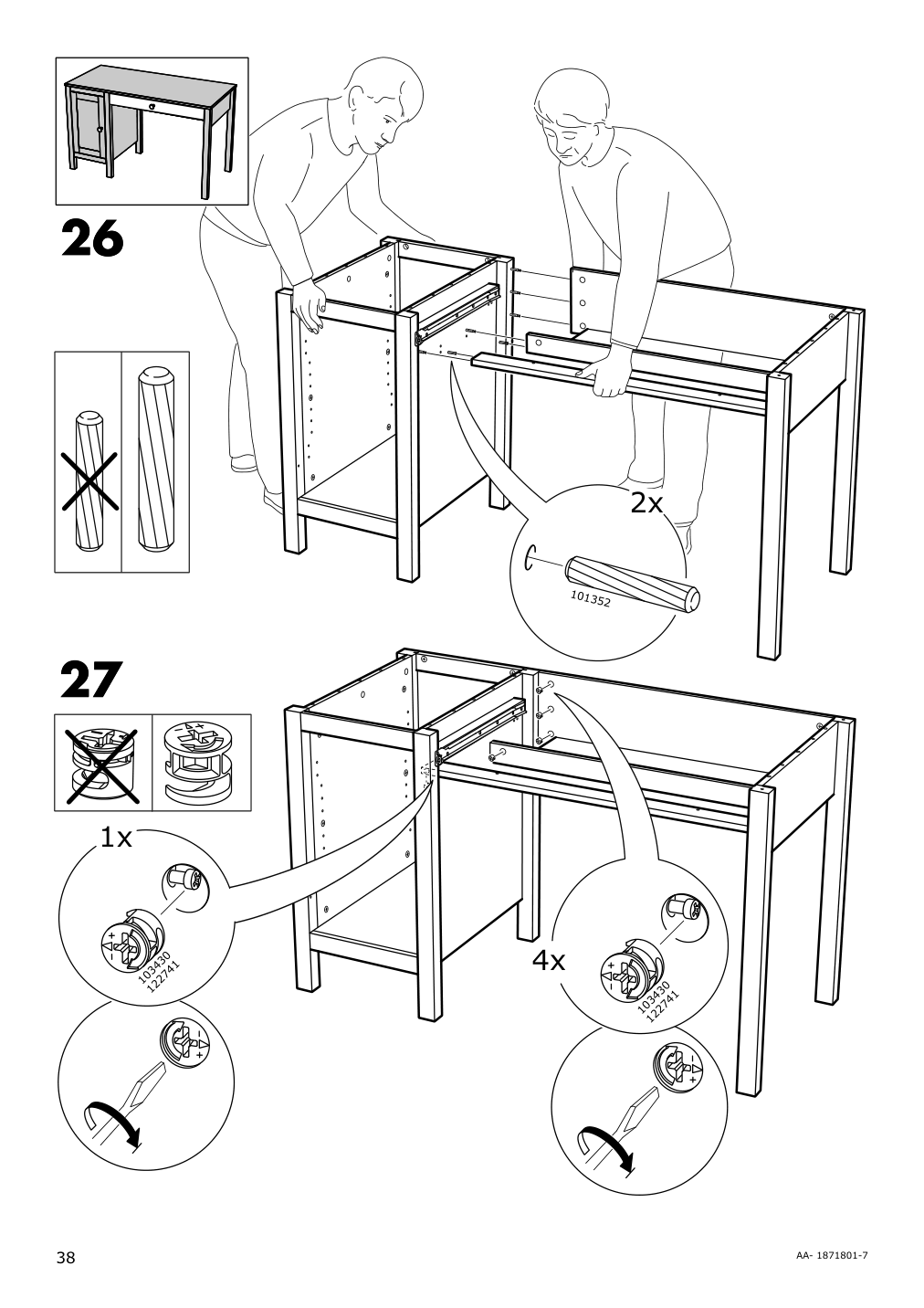 Assembly instructions for IKEA Hemnes desk black brown | Page 38 - IKEA HEMNES desk 403.397.92