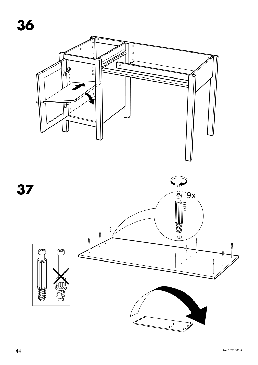 Assembly instructions for IKEA Hemnes desk black brown | Page 44 - IKEA HEMNES desk 403.397.92