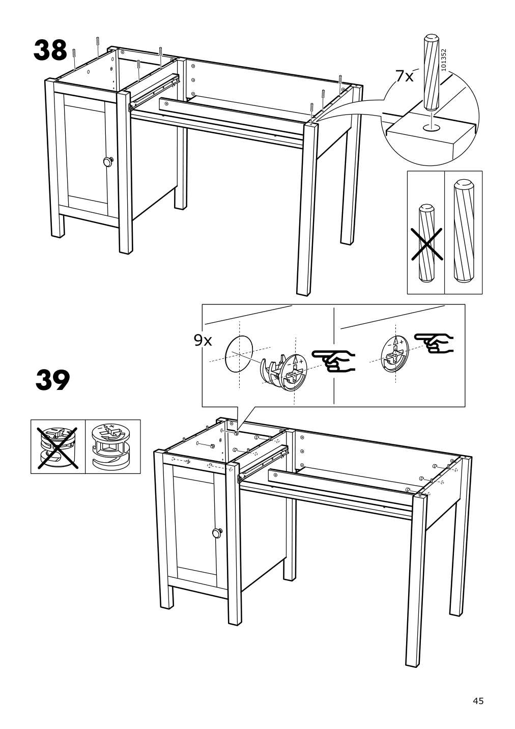 Assembly instructions for IKEA Hemnes desk black brown | Page 45 - IKEA HEMNES desk 403.397.92