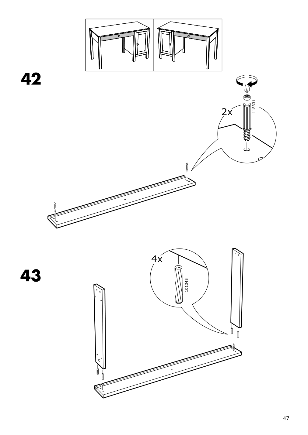 Assembly instructions for IKEA Hemnes desk black brown | Page 47 - IKEA HEMNES desk 403.397.92