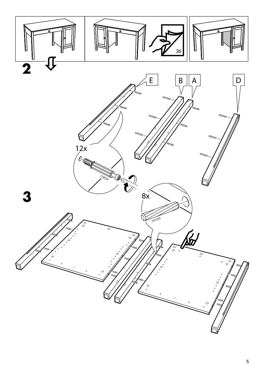 Assembly instructions for IKEA Hemnes desk black brown | Page 5 - IKEA HEMNES desk 403.397.92