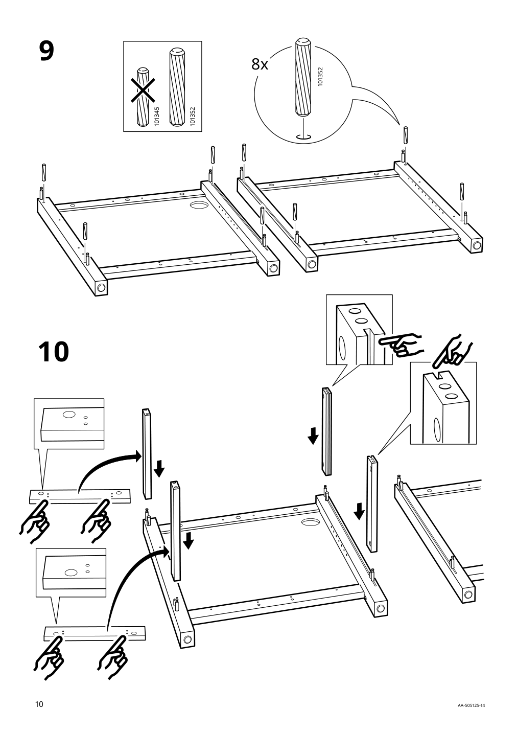 Assembly instructions for IKEA Hemnes desk white stain light brown | Page 10 - IKEA HEMNES desk 205.350.44