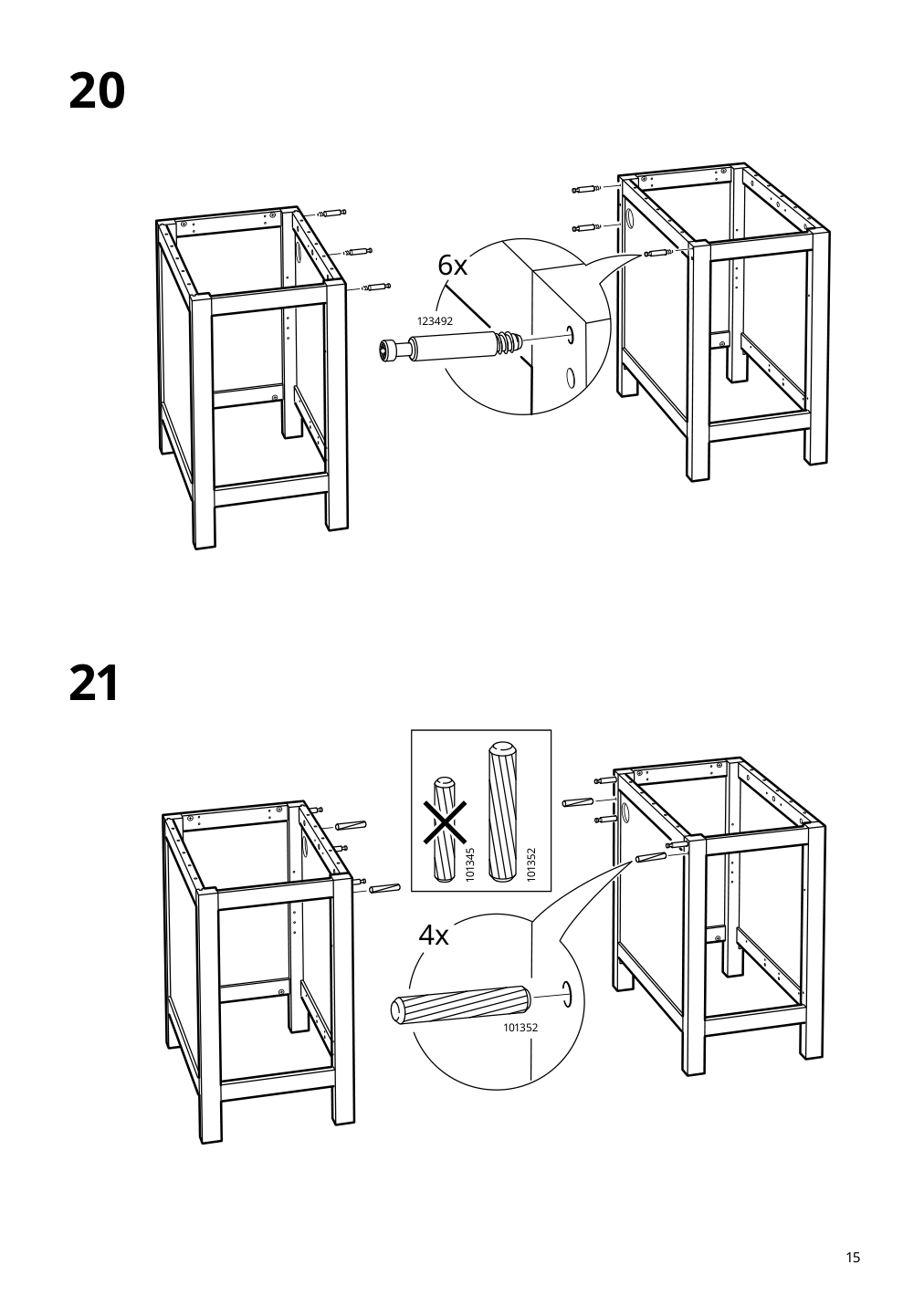 Assembly instructions for IKEA Hemnes desk white stain light brown | Page 15 - IKEA HEMNES desk 205.350.44