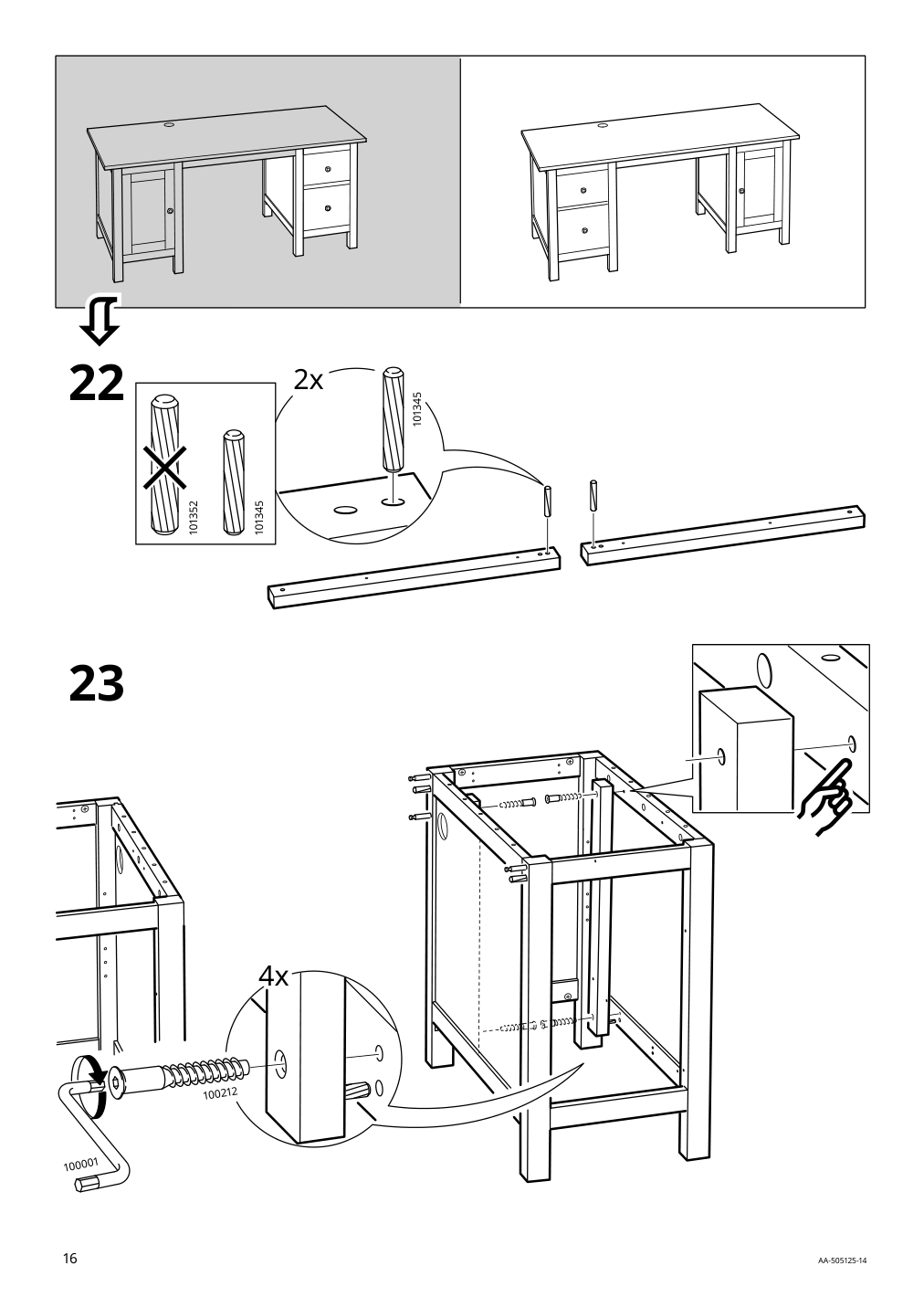 Assembly instructions for IKEA Hemnes desk white stain light brown | Page 16 - IKEA HEMNES desk 205.350.44