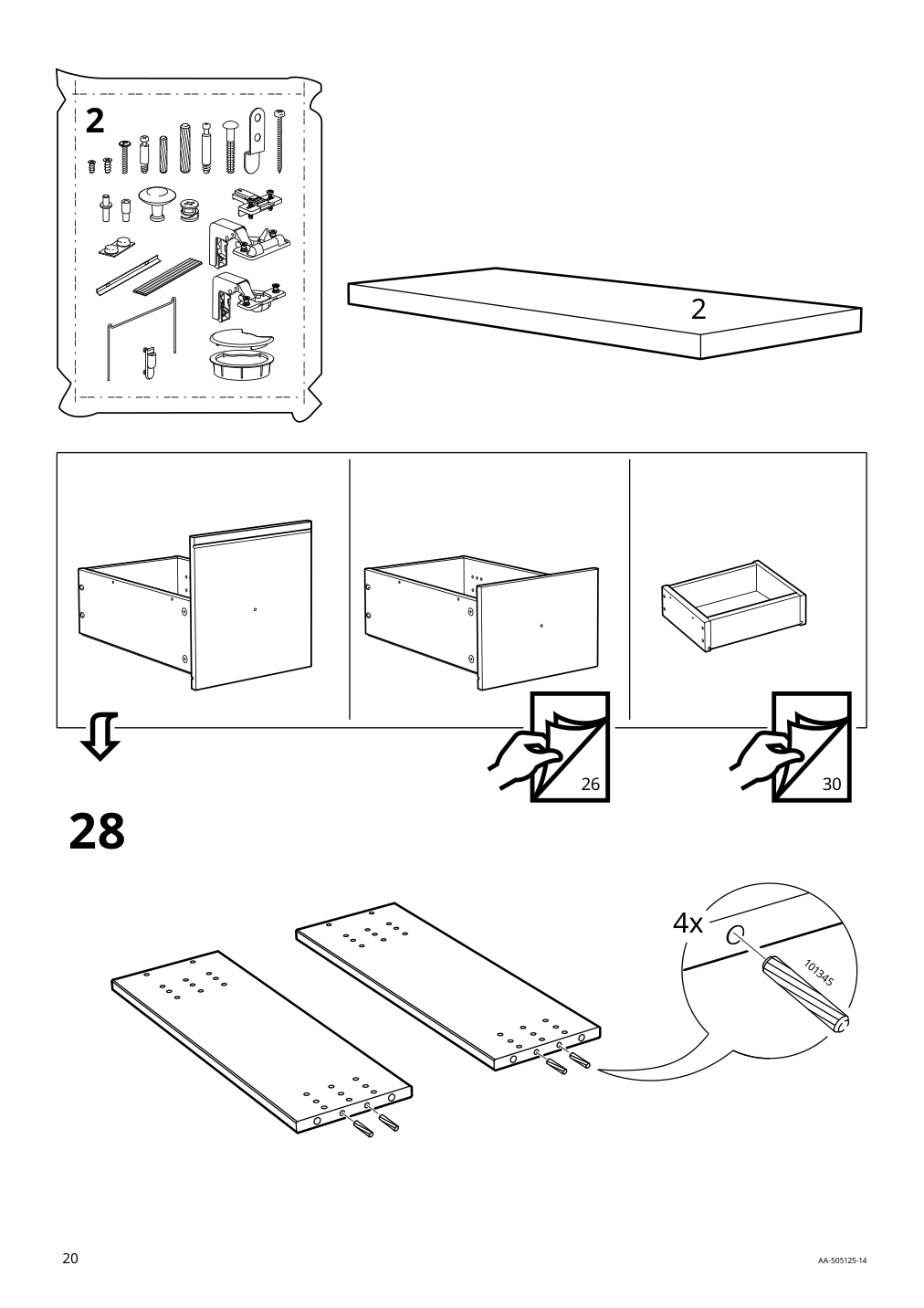 Assembly instructions for IKEA Hemnes desk white stain light brown | Page 20 - IKEA HEMNES desk 205.350.44