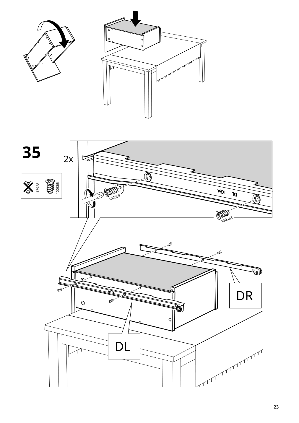 Assembly instructions for IKEA Hemnes desk white stain light brown | Page 23 - IKEA HEMNES desk 205.350.44