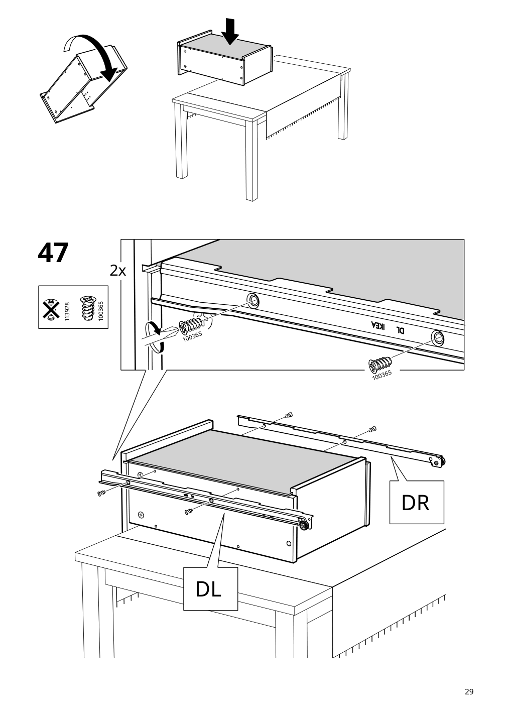 Assembly instructions for IKEA Hemnes desk white stain light brown | Page 29 - IKEA HEMNES desk 205.350.44