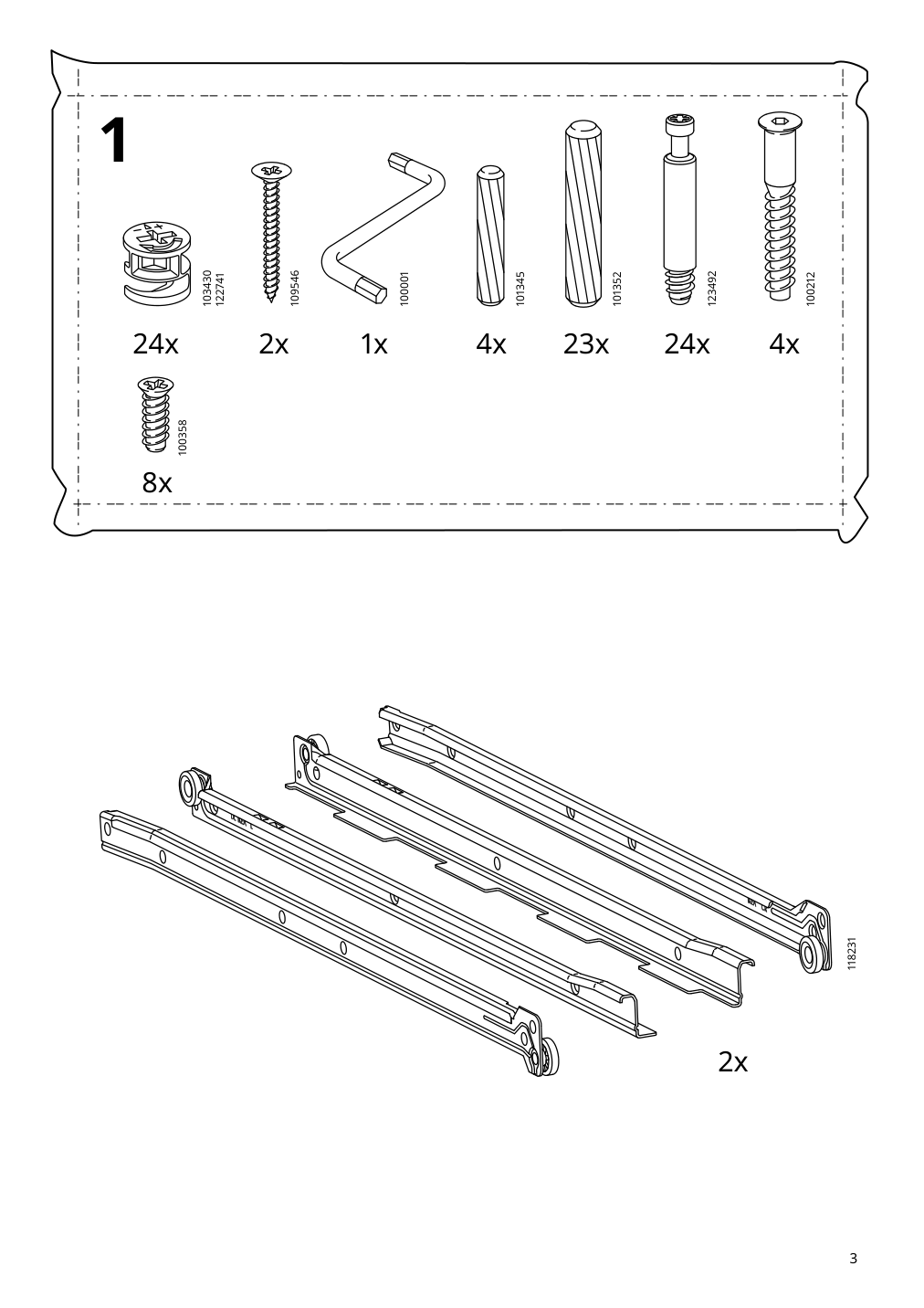 Assembly instructions for IKEA Hemnes desk white stain light brown | Page 3 - IKEA HEMNES desk 205.350.44