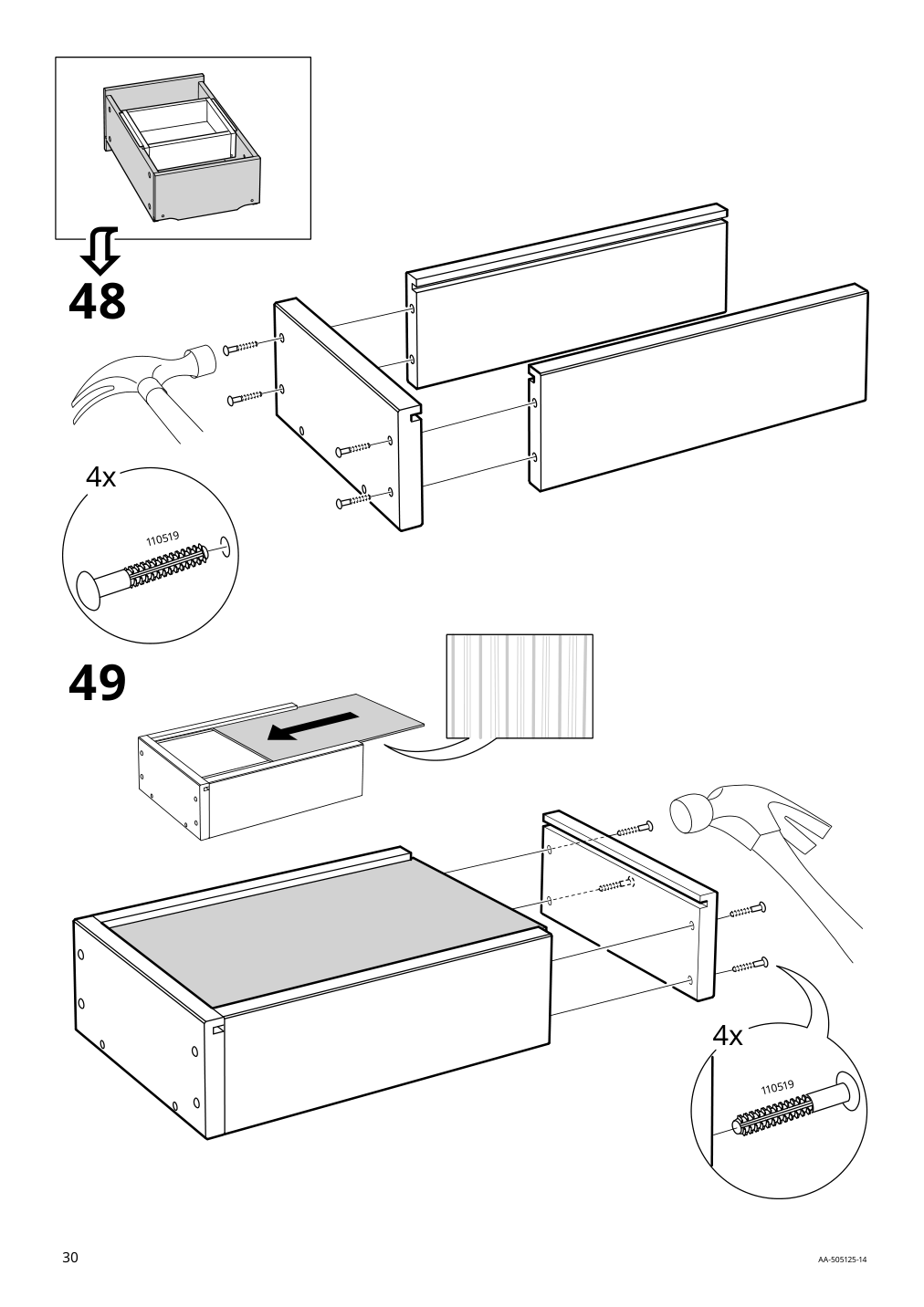 Assembly instructions for IKEA Hemnes desk white stain light brown | Page 30 - IKEA HEMNES desk 205.350.44