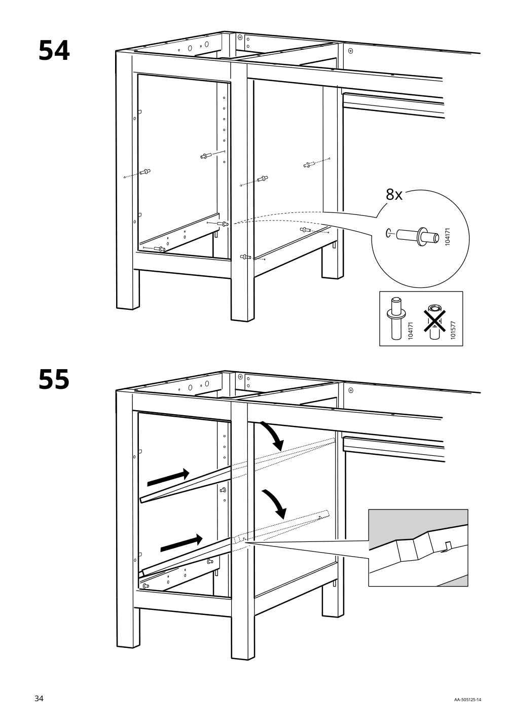 Assembly instructions for IKEA Hemnes desk white stain light brown | Page 34 - IKEA HEMNES desk 205.350.44