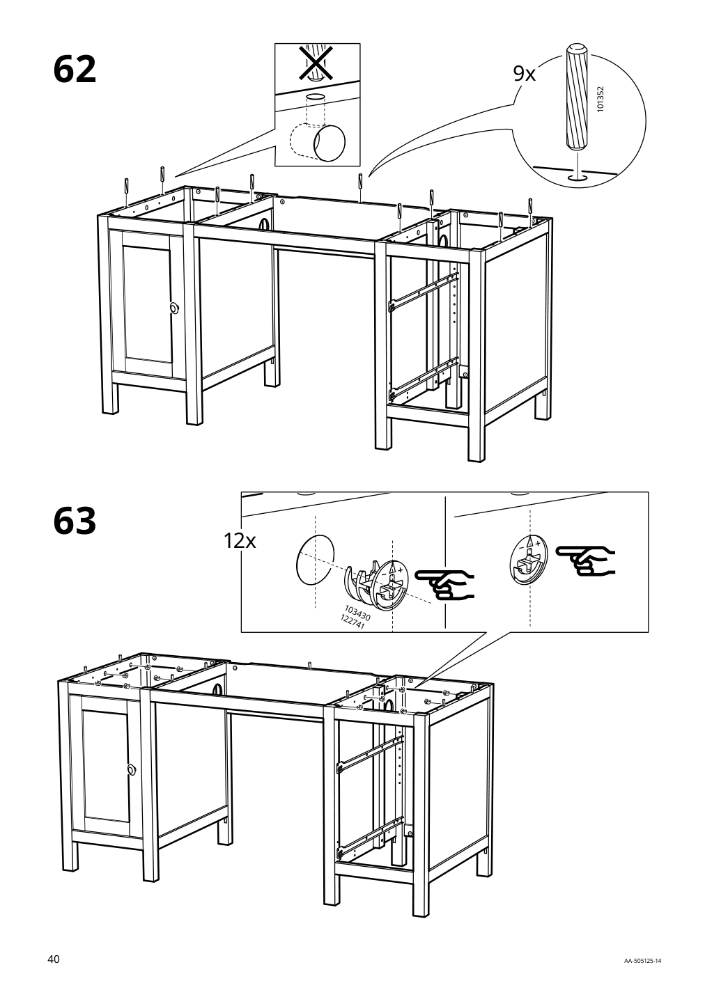 Assembly instructions for IKEA Hemnes desk white stain light brown | Page 40 - IKEA HEMNES desk 205.350.44