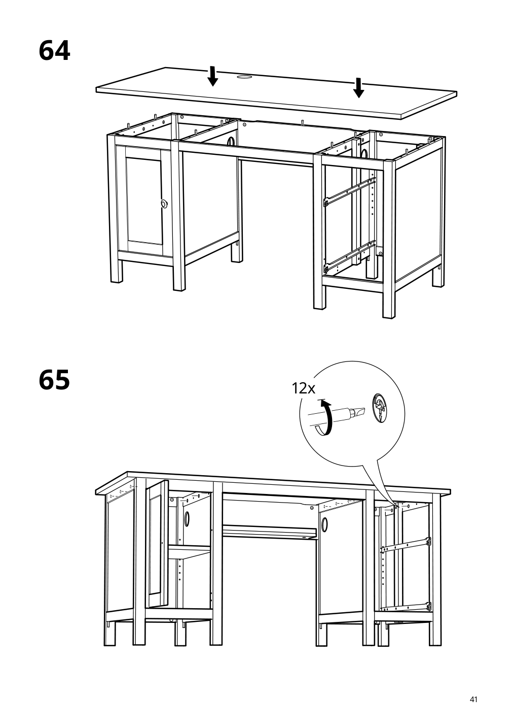 Assembly instructions for IKEA Hemnes desk white stain light brown | Page 41 - IKEA HEMNES desk 205.350.44