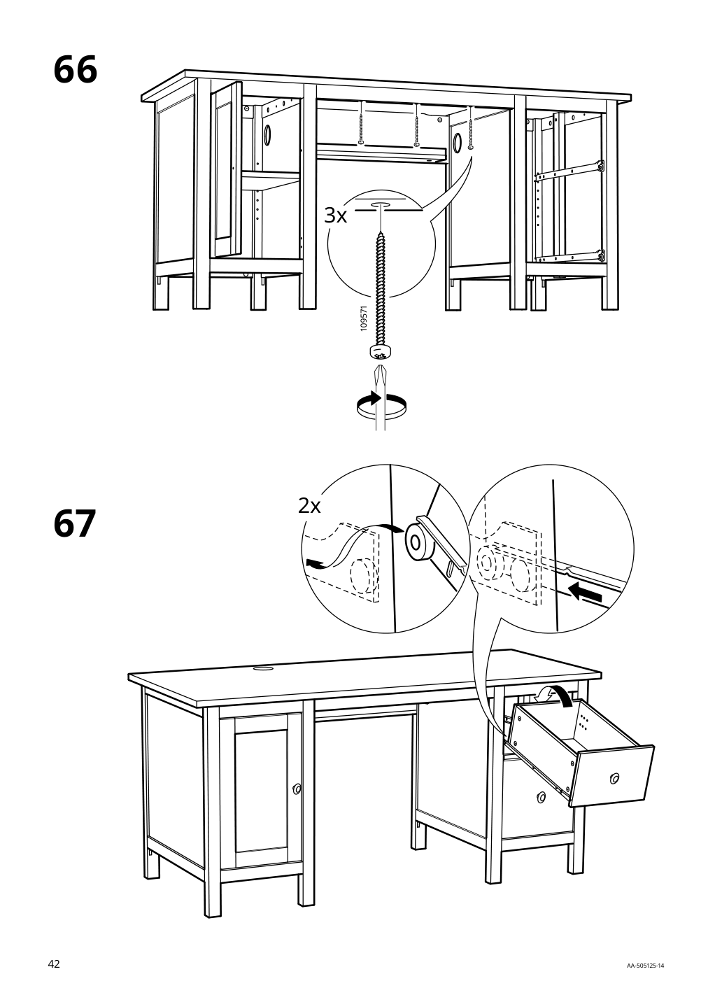 Assembly instructions for IKEA Hemnes desk white stain light brown | Page 42 - IKEA HEMNES desk 205.350.44