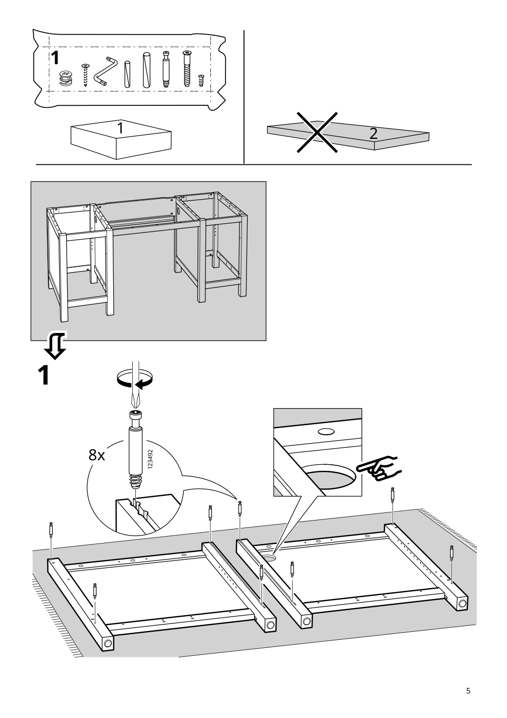 Assembly instructions for IKEA Hemnes desk white stain light brown | Page 5 - IKEA HEMNES desk 205.350.44