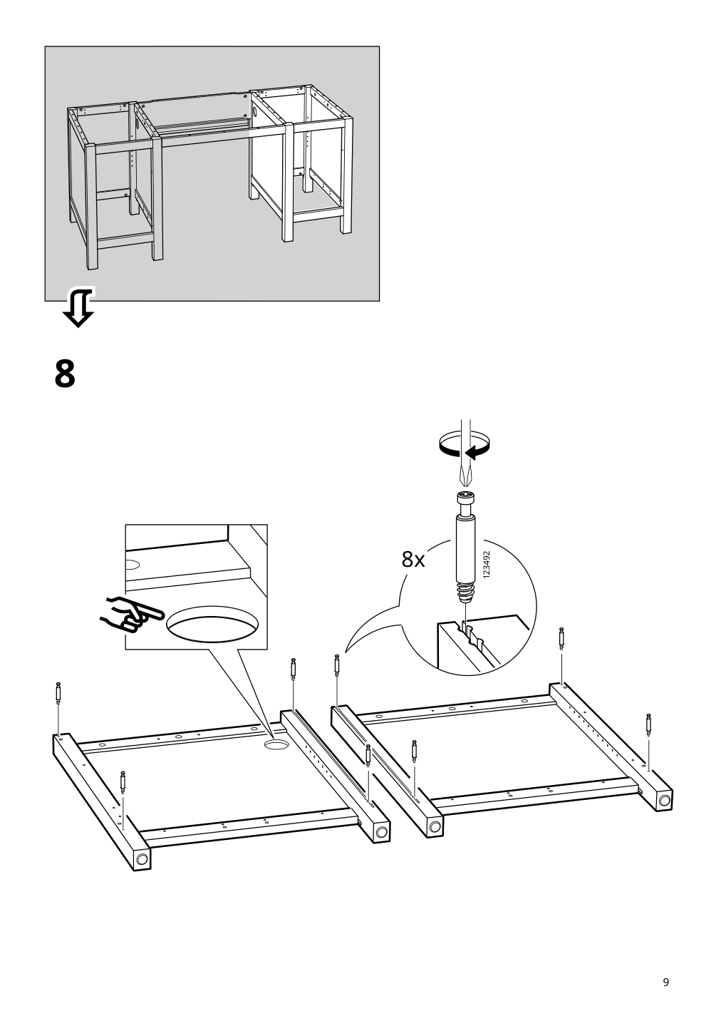 Assembly instructions for IKEA Hemnes desk white stain light brown | Page 9 - IKEA HEMNES desk 205.350.44