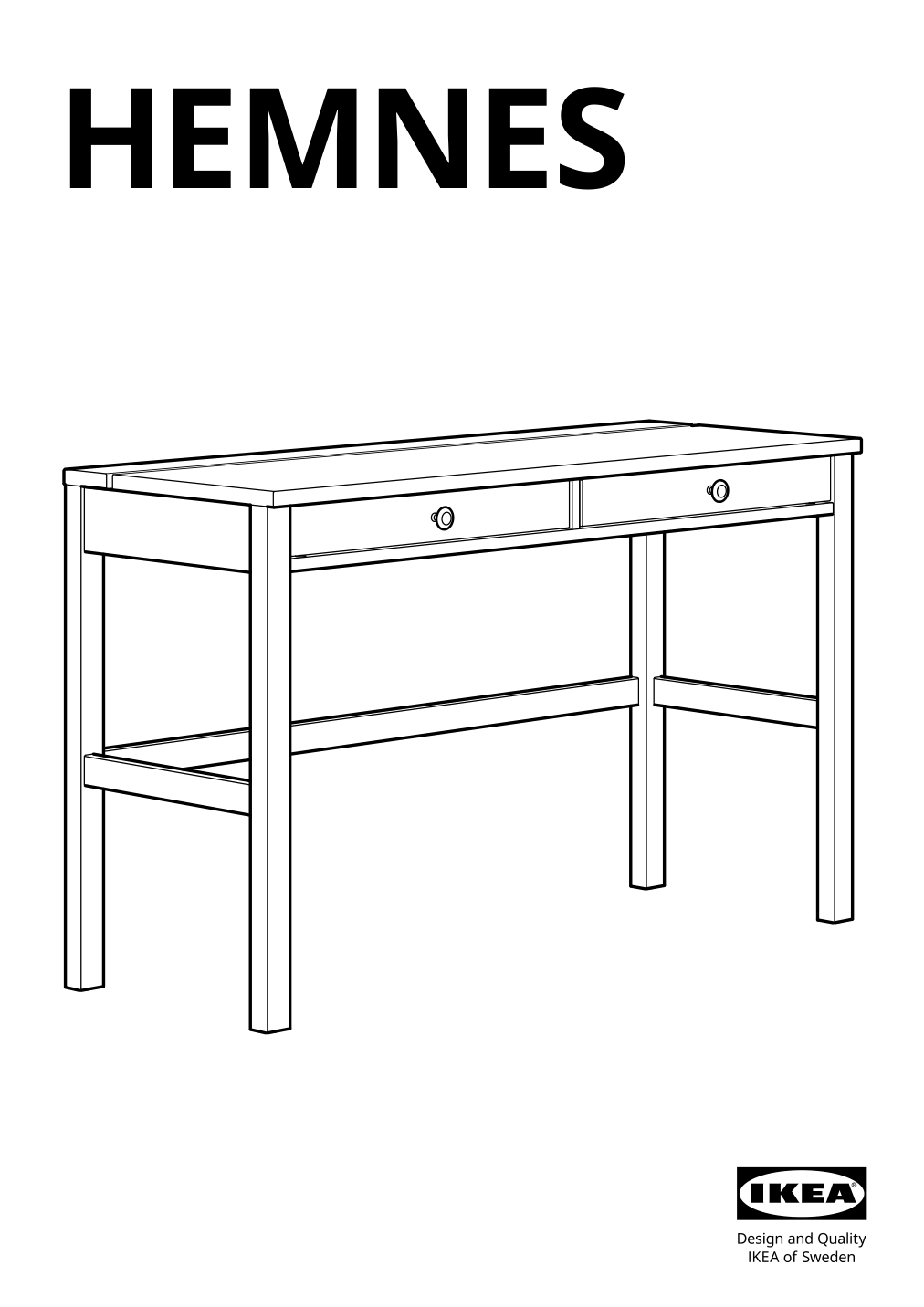 Assembly instructions for IKEA Hemnes desk with 2 drawers white stain light brown | Page 1 - IKEA HEMNES desk with 2 drawers 305.349.54