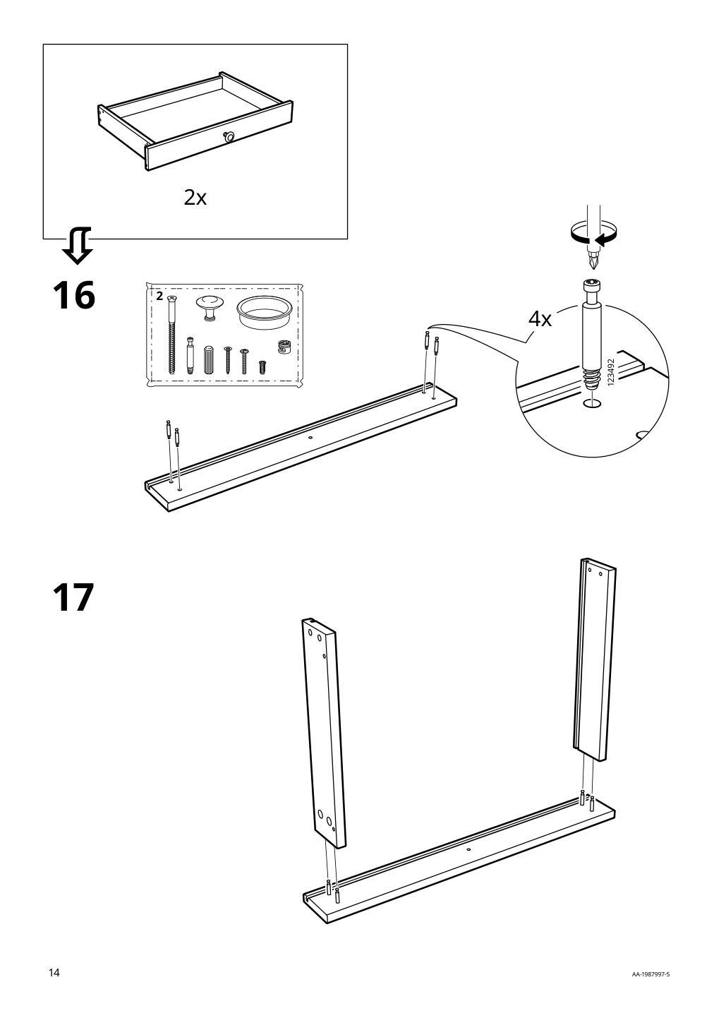 Assembly instructions for IKEA Hemnes desk with 2 drawers black brown light brown | Page 14 - IKEA HEMNES desk with 2 drawers 505.349.53