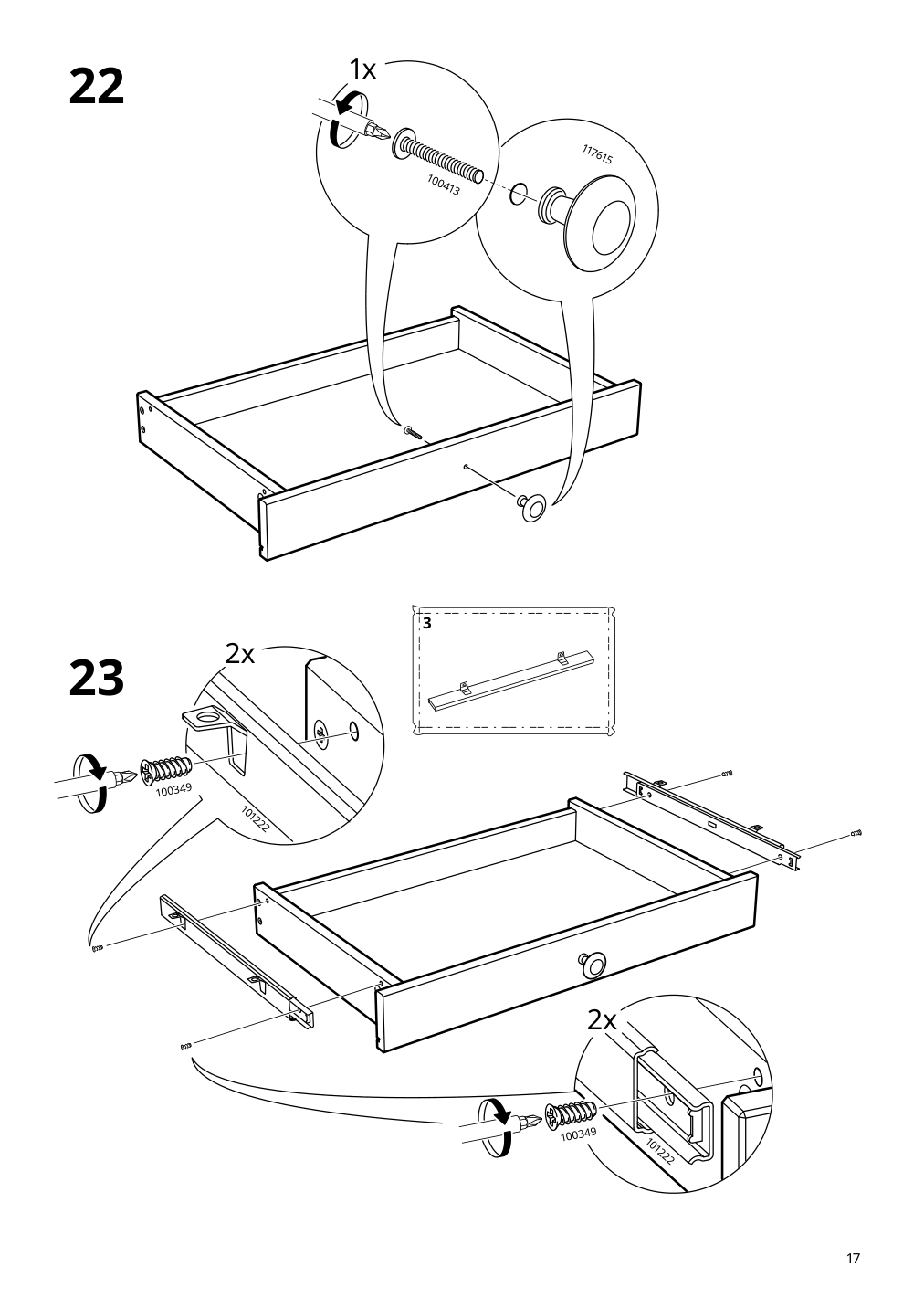 Assembly instructions for IKEA Hemnes desk with 2 drawers black brown light brown | Page 17 - IKEA HEMNES desk with 2 drawers 505.349.53