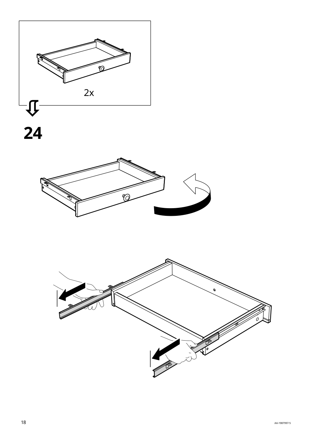 Assembly instructions for IKEA Hemnes desk with 2 drawers black brown light brown | Page 18 - IKEA HEMNES desk with 2 drawers 505.349.53