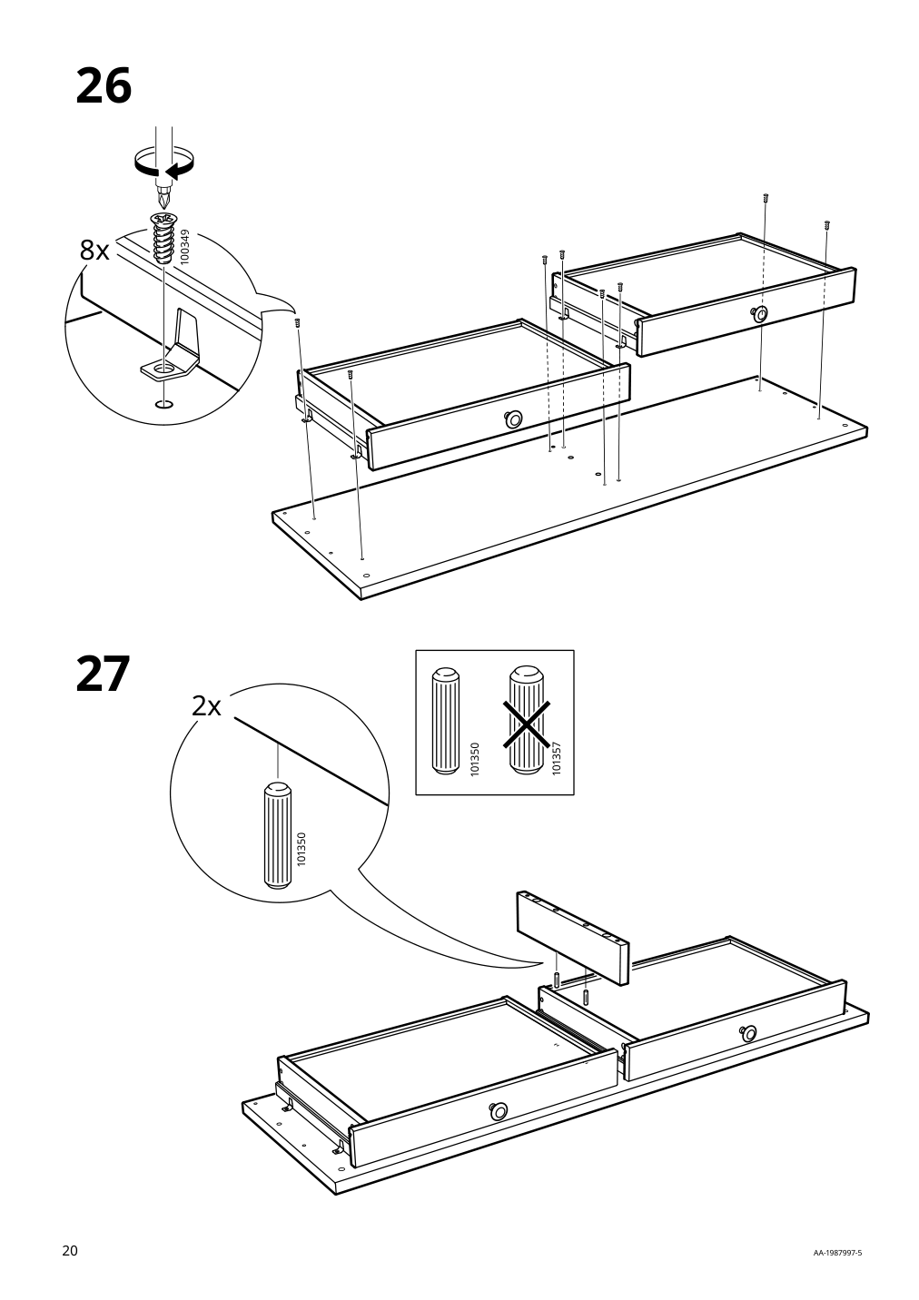 Assembly instructions for IKEA Hemnes desk with 2 drawers black brown light brown | Page 20 - IKEA HEMNES desk with 2 drawers 505.349.53