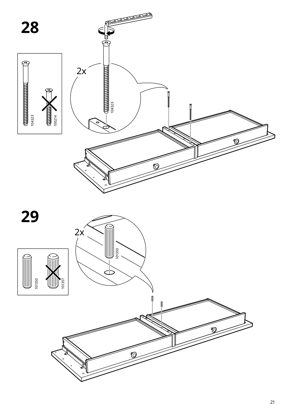 Assembly instructions for IKEA Hemnes desk with 2 drawers white stain light brown | Page 21 - IKEA HEMNES desk with 2 drawers 305.349.54