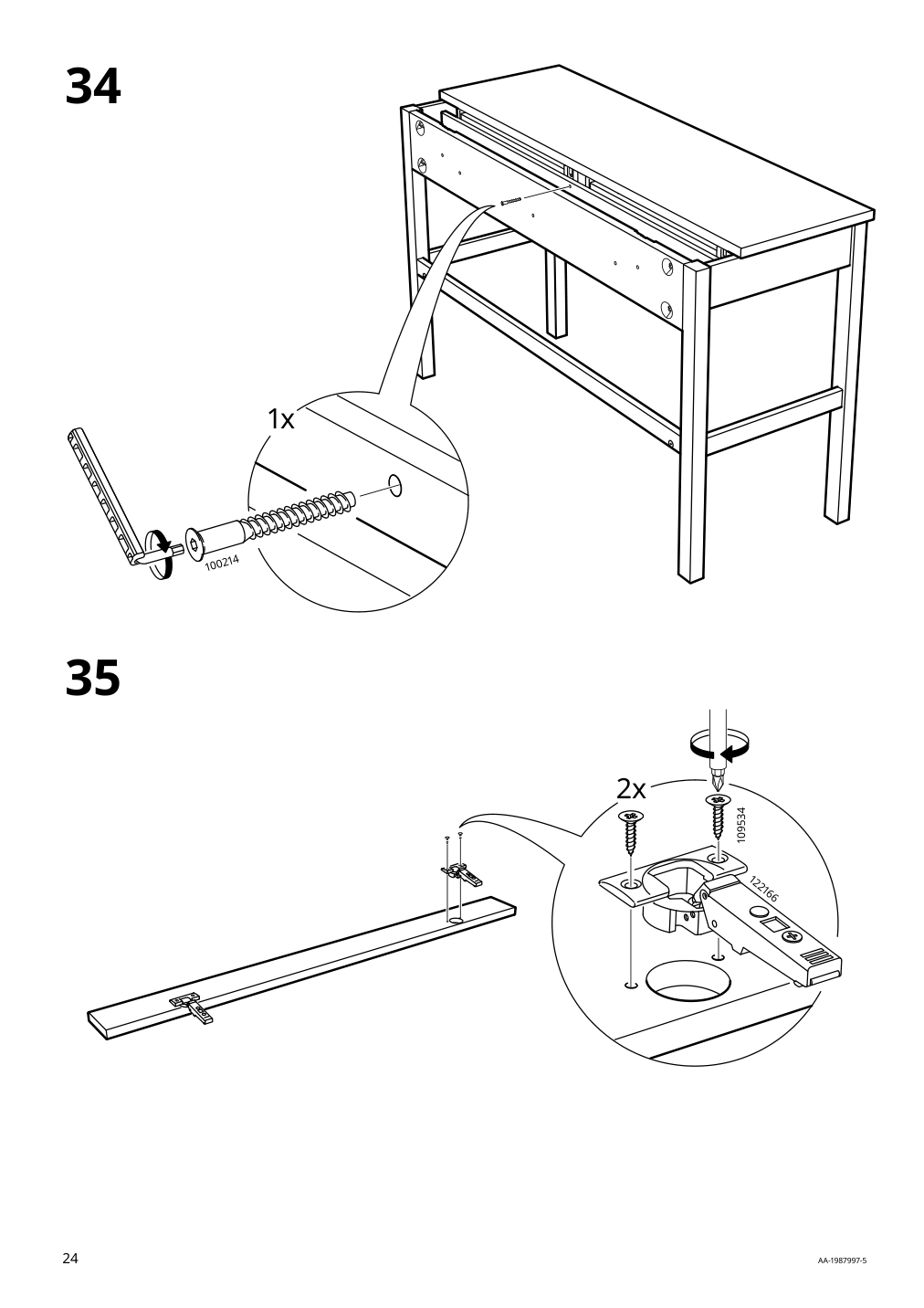 Assembly instructions for IKEA Hemnes desk with 2 drawers black brown light brown | Page 24 - IKEA HEMNES desk with 2 drawers 505.349.53