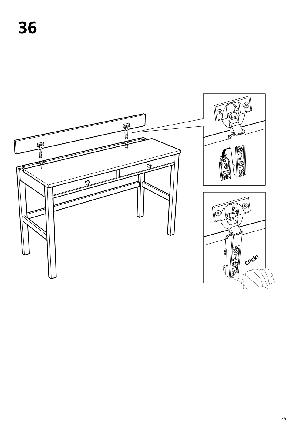 Assembly instructions for IKEA Hemnes desk with 2 drawers black brown light brown | Page 25 - IKEA HEMNES desk with 2 drawers 505.349.53