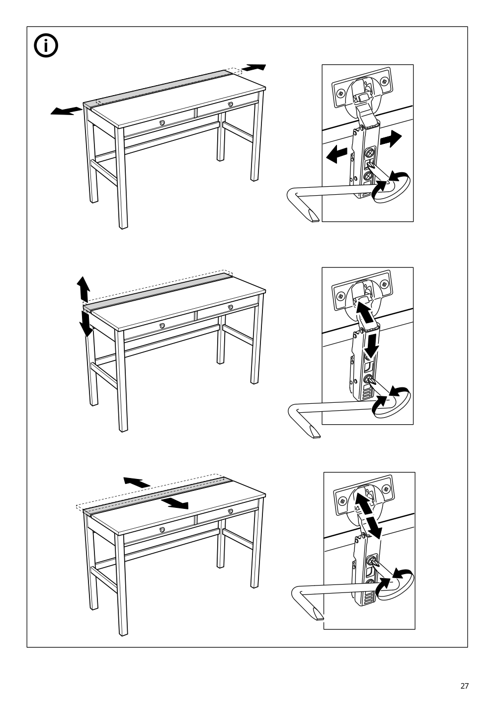 Assembly instructions for IKEA Hemnes desk with 2 drawers black brown light brown | Page 27 - IKEA HEMNES desk with 2 drawers 505.349.53