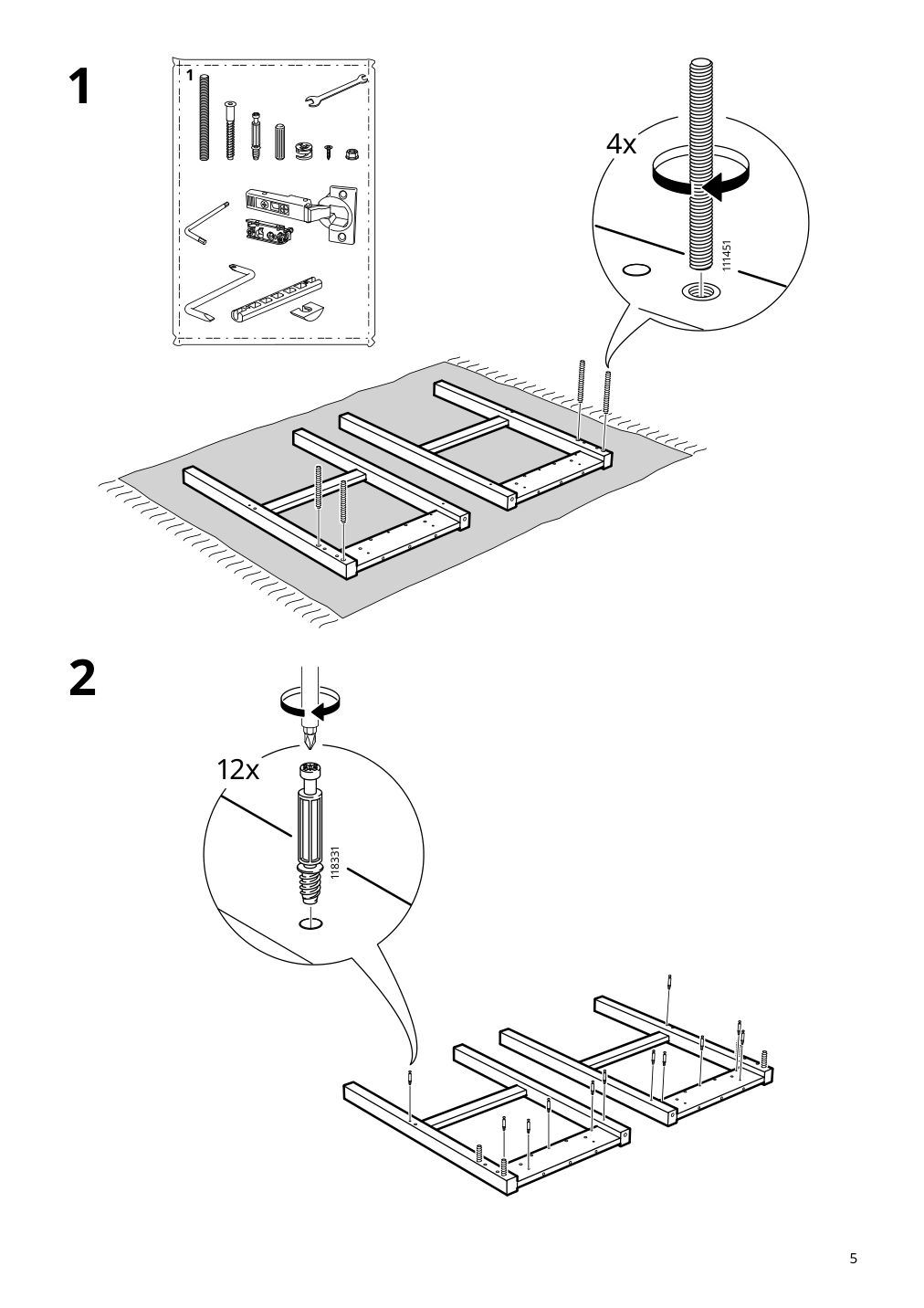 Assembly instructions for IKEA Hemnes desk with 2 drawers black brown light brown | Page 5 - IKEA HEMNES desk with 2 drawers 505.349.53