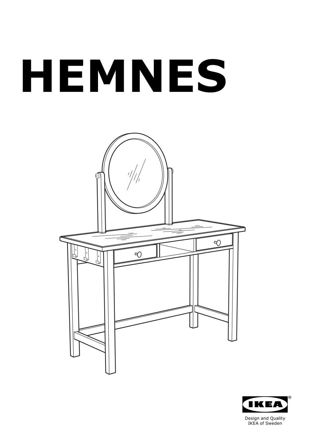 Assembly instructions for IKEA Hemnes dressing table with mirror black brown | Page 1 - IKEA HEMNES dressing table with mirror 603.849.67