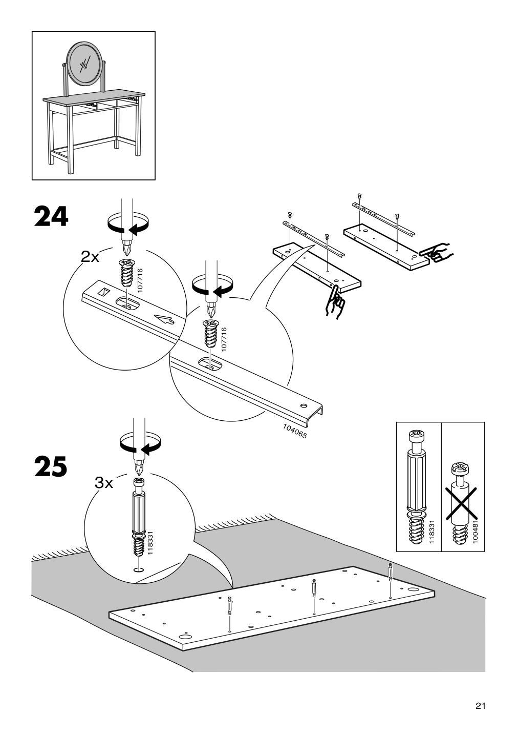 Assembly instructions for IKEA Hemnes dressing table with mirror black brown | Page 21 - IKEA HEMNES dressing table with mirror 603.849.67