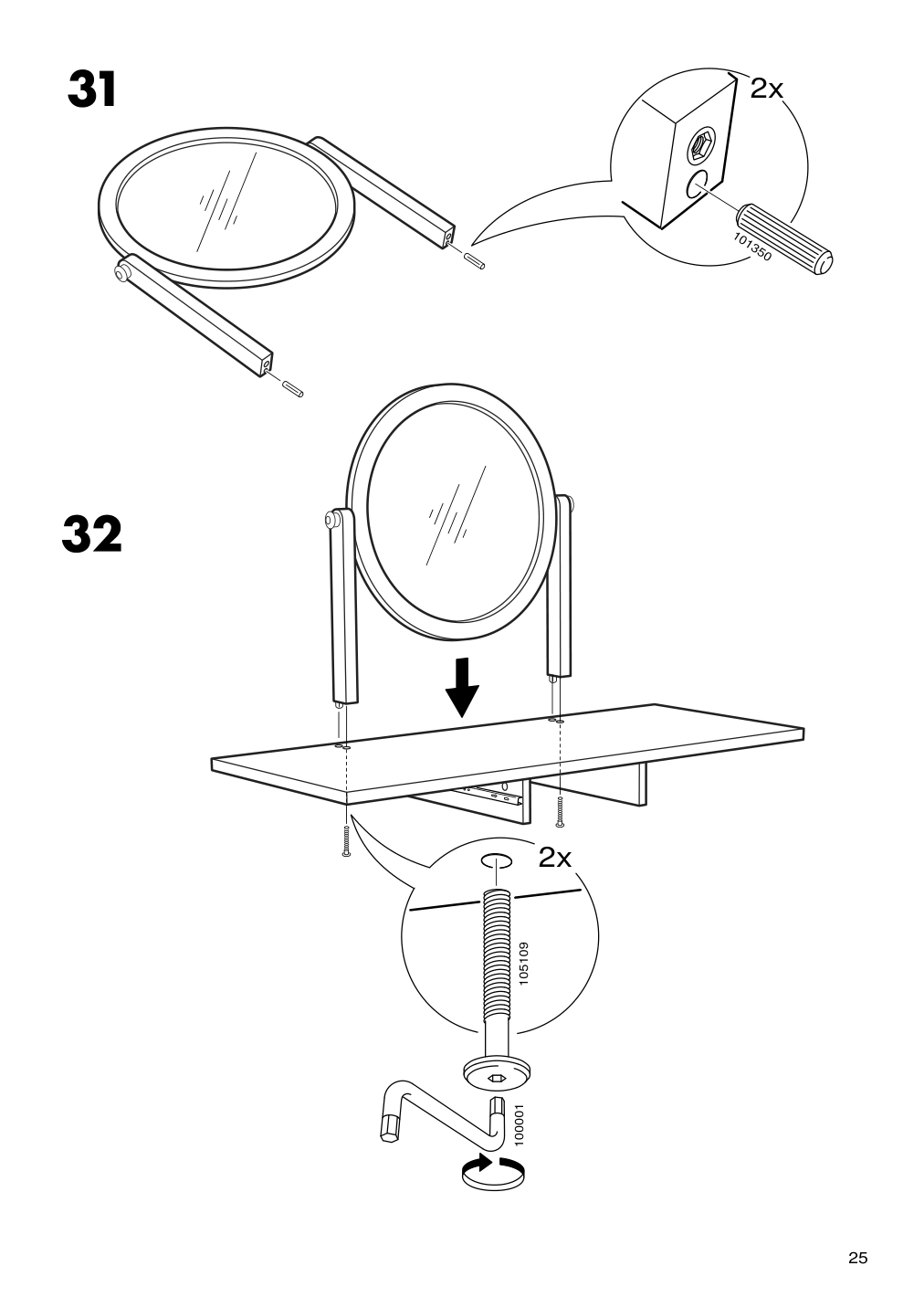 Assembly instructions for IKEA Hemnes dressing table with mirror black brown | Page 25 - IKEA HEMNES dressing table with mirror 603.849.67