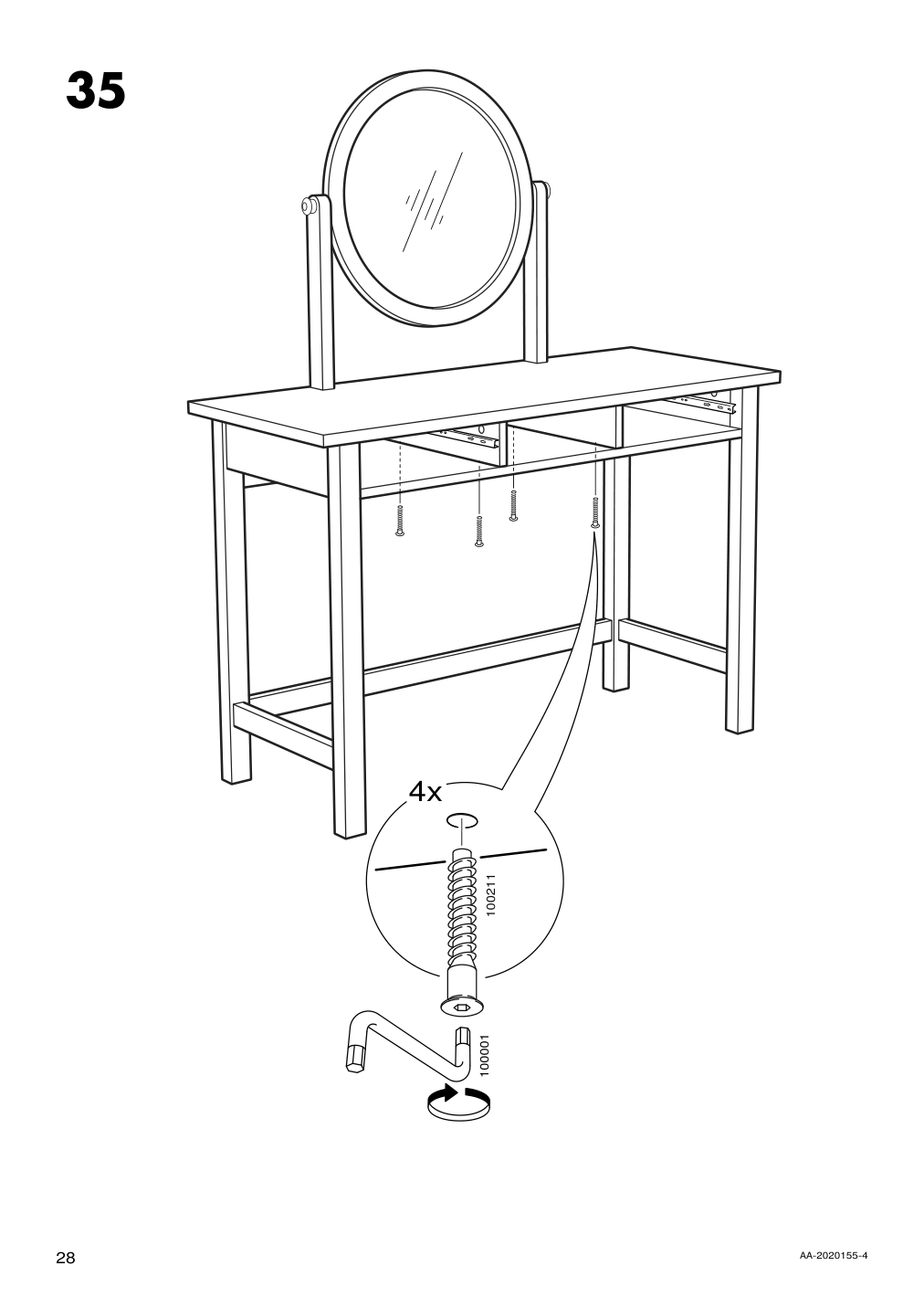 Assembly instructions for IKEA Hemnes dressing table with mirror black brown | Page 28 - IKEA HEMNES dressing table with mirror 603.849.67