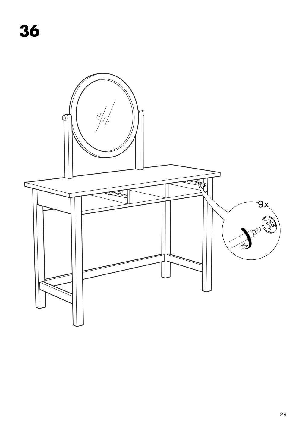 Assembly instructions for IKEA Hemnes dressing table with mirror black brown | Page 29 - IKEA HEMNES dressing table with mirror 603.849.67