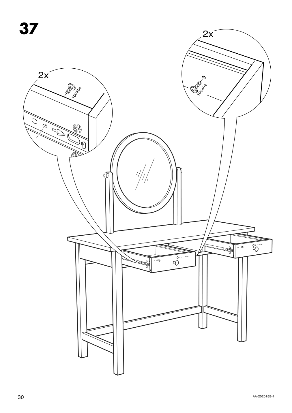 Assembly instructions for IKEA Hemnes dressing table with mirror black brown | Page 30 - IKEA HEMNES dressing table with mirror 603.849.67