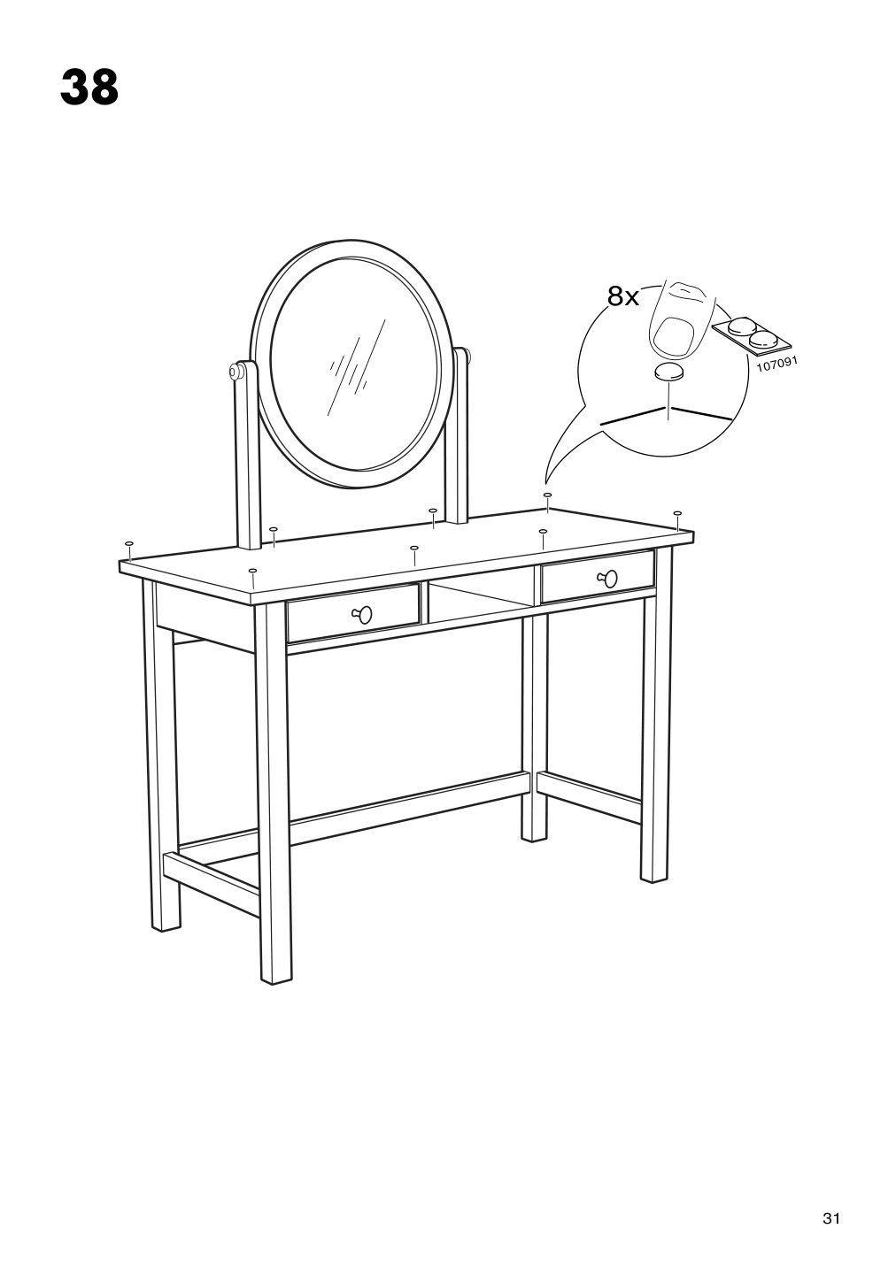 Assembly instructions for IKEA Hemnes dressing table with mirror black brown | Page 31 - IKEA HEMNES dressing table with mirror 603.849.67