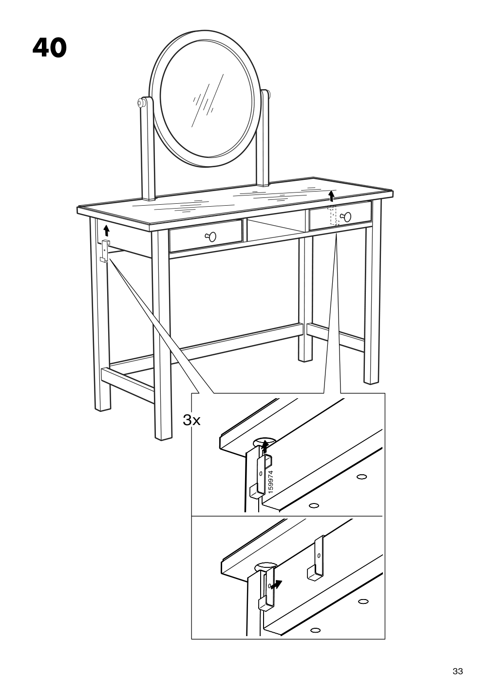 Assembly instructions for IKEA Hemnes dressing table with mirror black brown | Page 33 - IKEA HEMNES dressing table with mirror 603.849.67