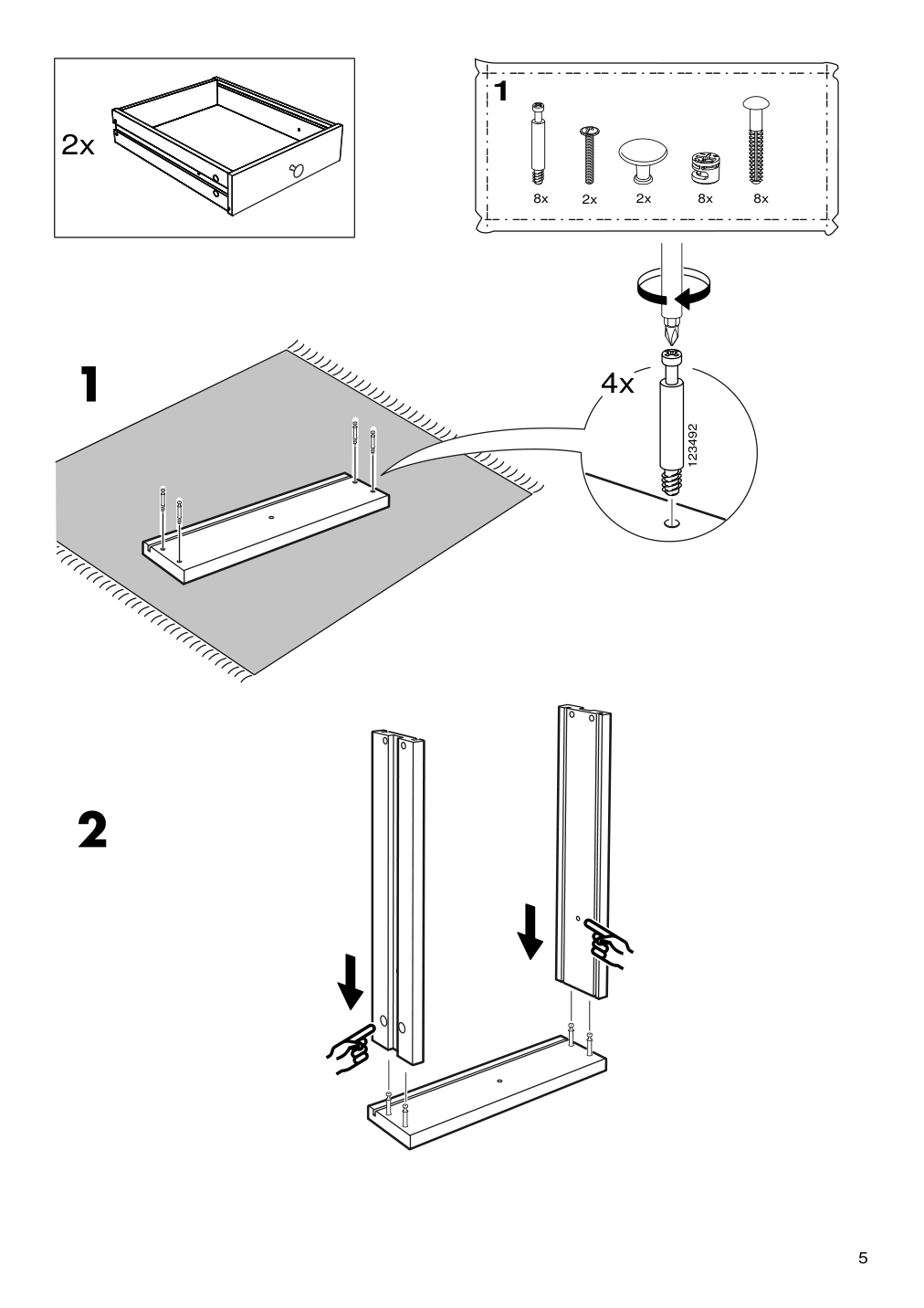 Assembly instructions for IKEA Hemnes dressing table with mirror black brown | Page 5 - IKEA HEMNES dressing table with mirror 603.849.67