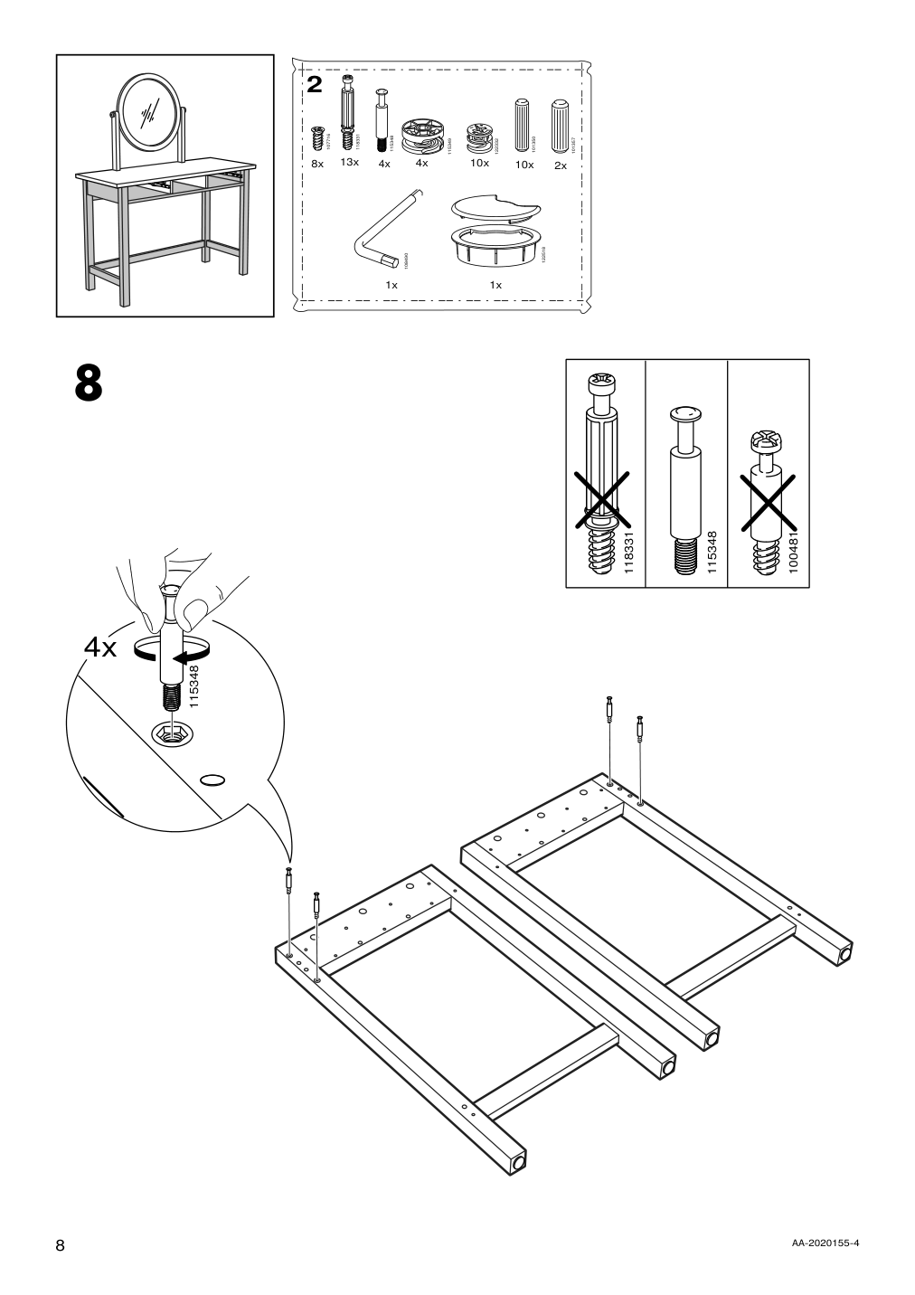 Assembly instructions for IKEA Hemnes dressing table with mirror black brown | Page 8 - IKEA HEMNES dressing table with mirror 603.849.67