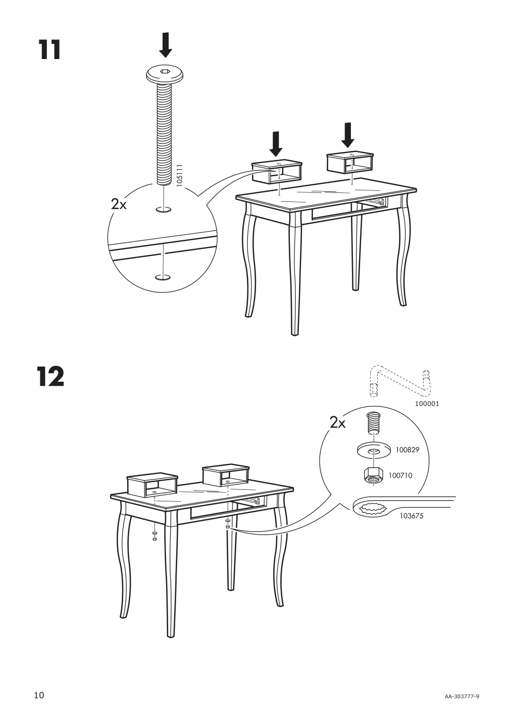 Assembly instructions for IKEA Hemnes dressing table with mirror white | Page 10 - IKEA HEMNES dressing table with mirror 303.744.13