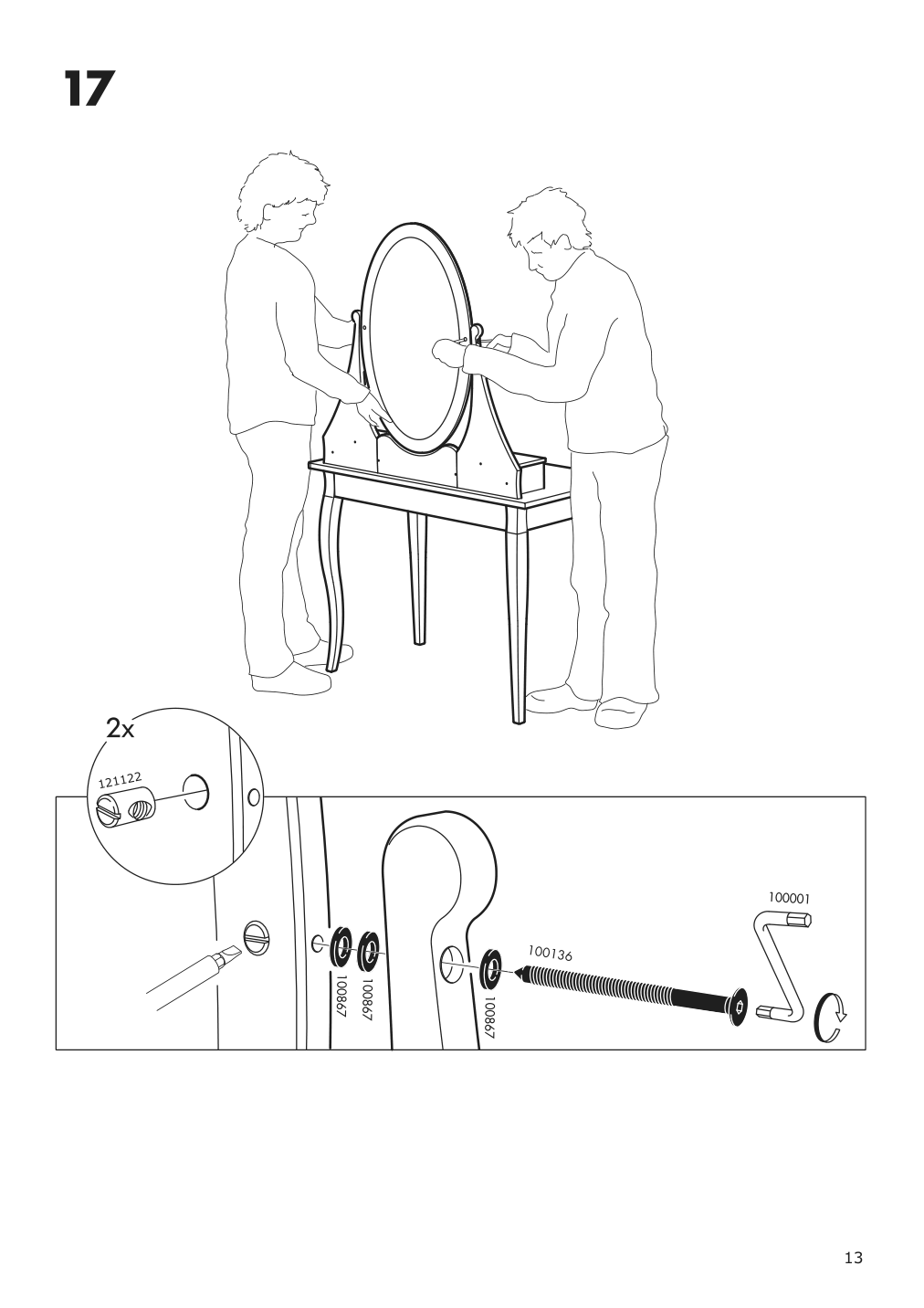 Assembly instructions for IKEA Hemnes dressing table with mirror white | Page 13 - IKEA HEMNES dressing table with mirror 303.744.13