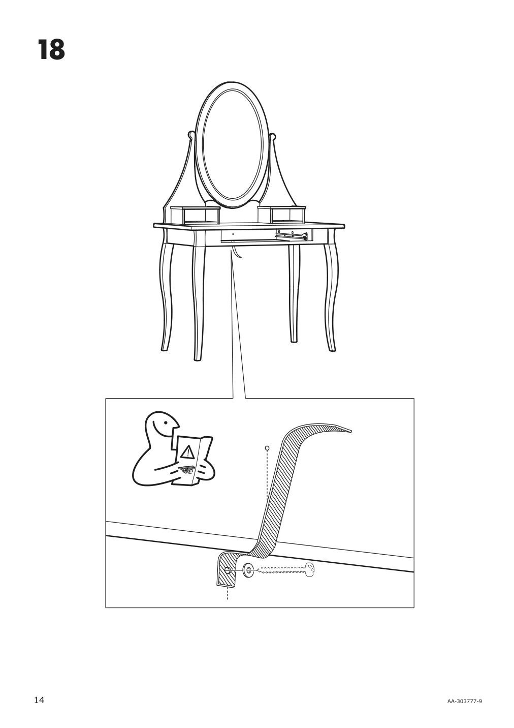 Assembly instructions for IKEA Hemnes dressing table with mirror white | Page 14 - IKEA HEMNES dressing table with mirror 303.744.13